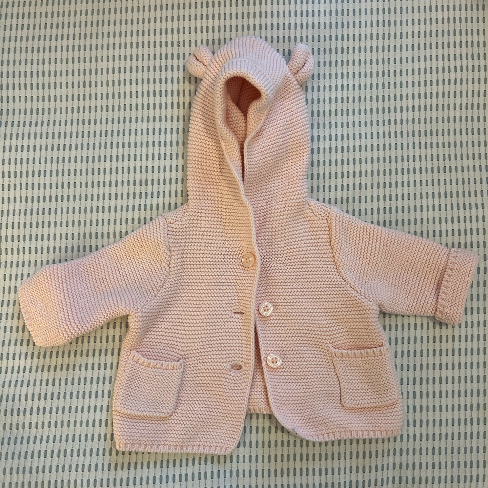 GAP Pink Knit Baby Jacket with Ears